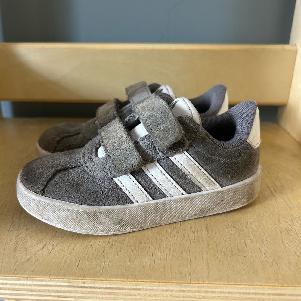 Adidas Kids Gray Velcro Sneakers Size 8